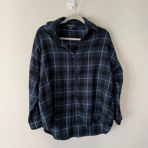 Primark Navy and Black Checkered Shirt